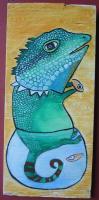 Big Size Painting - Fish Rocker 03 - Watercolor On Plywood